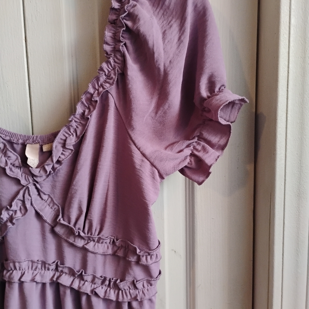 Purple Ruffled Women's Dress - Picture 5 of 12